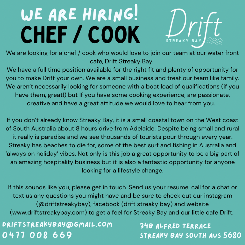 Chef / Cook Drift Streaky Bay